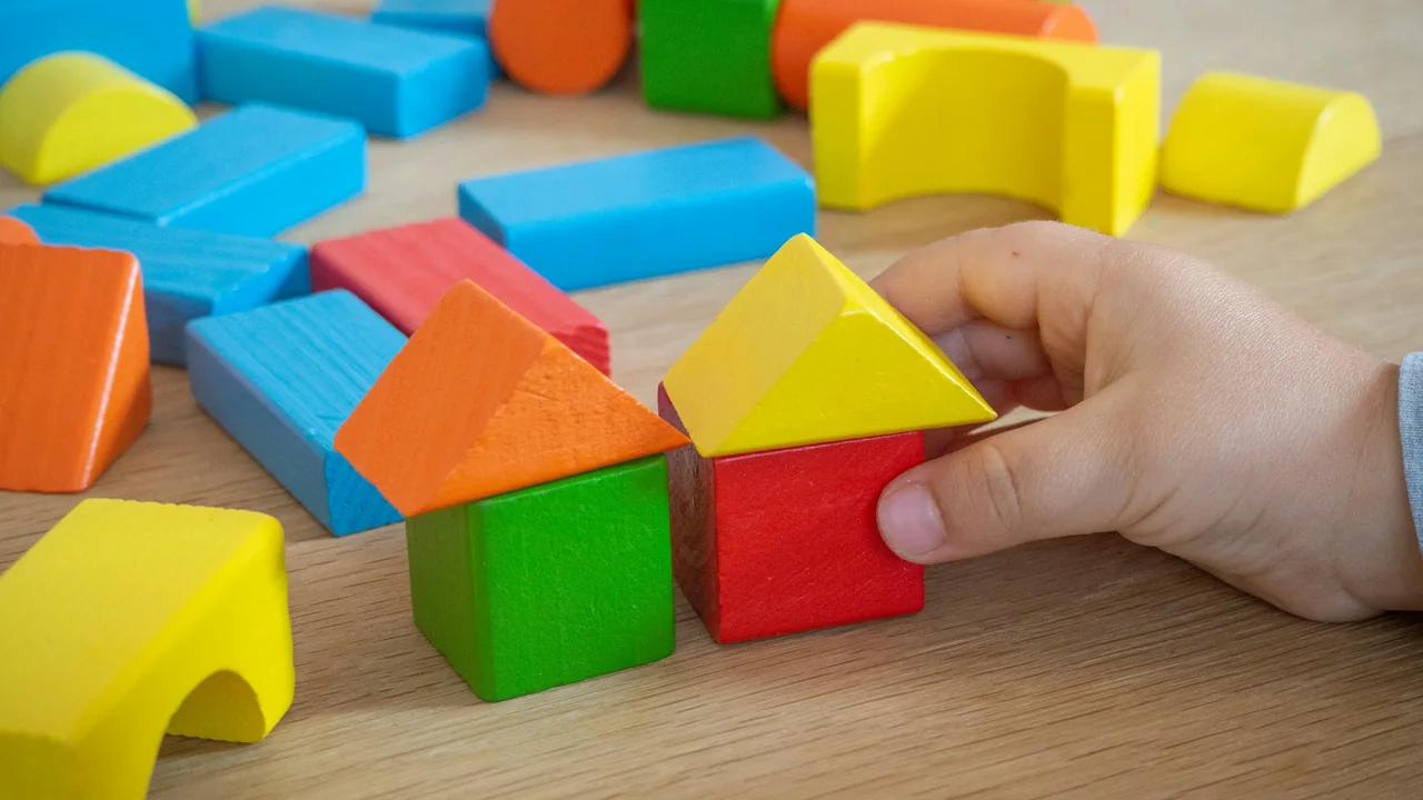 Colourful wooden play blocks