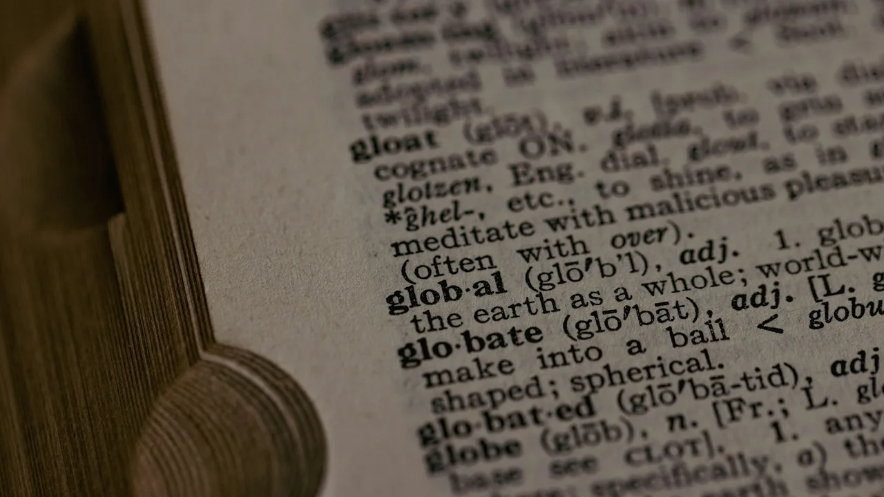 A close view of printed dictionary entries